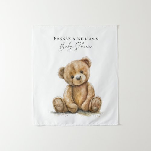 Simple Watercolor Little Bear Baby Shower Tapestry