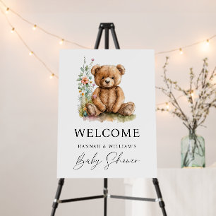 Simple Watercolor Little Teddy Bear Baby Shower We Foam Board