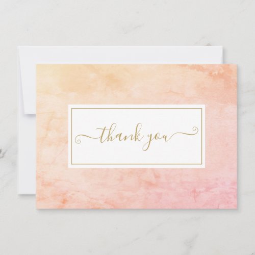 Simple Watercolor Marble Gold Script Thank You Card