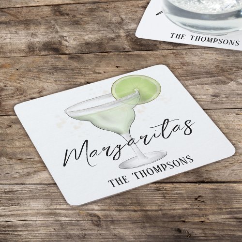 Simple Watercolor Margarita Whimsical Cocktail  Square Paper Coaster