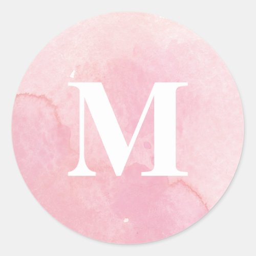 Simple Watercolor Monogram Classic Round Sticker