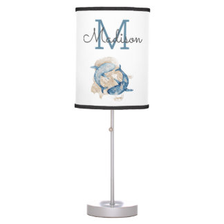 Simple Watercolor Monogram Table Lamp