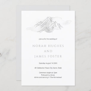 Simple Watercolor Mountain Scenic Nature Wedding Invitation