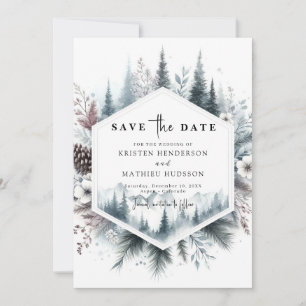 Simple Watercolor Mountain Wedding Save The Date