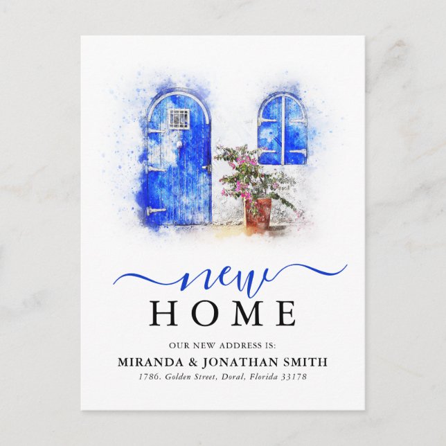 Simple Watercolor Moving New Address Announcement Postcard (Front)