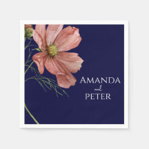 Simple Watercolor Navy Floral Wedding