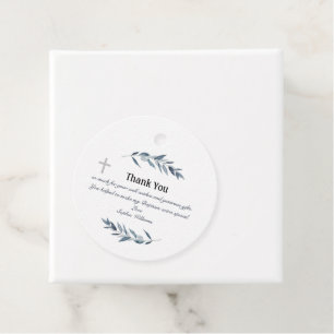 Simple watercolor olive branch Baptism Favor Tags