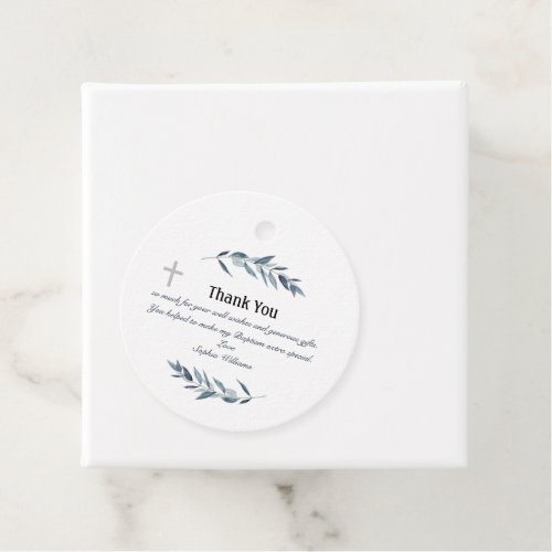 Simple watercolor olive branch Baptism  Favor Tags
