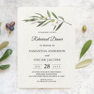 Simple Watercolor Olive Green Branch Invitation