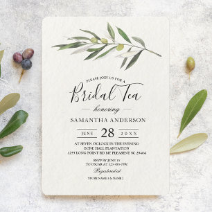 Simple Watercolor Olive Green Branch Invitation