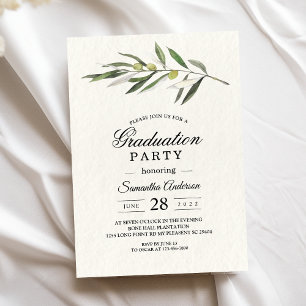 Simple Watercolor Olive Green Branch Invitation