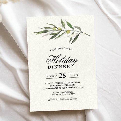 Simple Watercolor Olive Green Branch Invitation