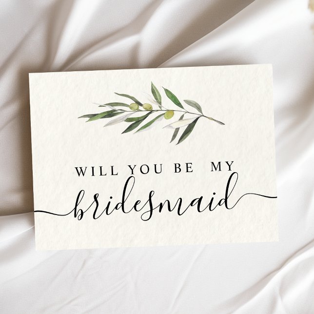 Simple Watercolor Olive Green Branch Invitation Postcard (Creator Uploaded)