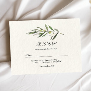Simple Watercolor Olive Green Branch Invitation Postcard