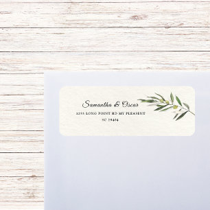 Simple Watercolor Olive Green Branch Label