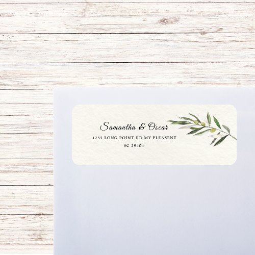 Simple Watercolor Olive Green Branch Label