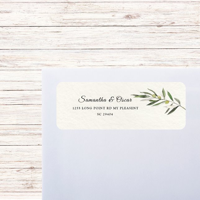 Simple Watercolor Olive Green Branch Label (Creator Uploaded)