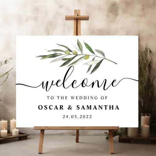 Simple Watercolor Olive Green Branch Sign