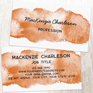 Simple Watercolor Paint Brushstroke Burnt Orange Business Card