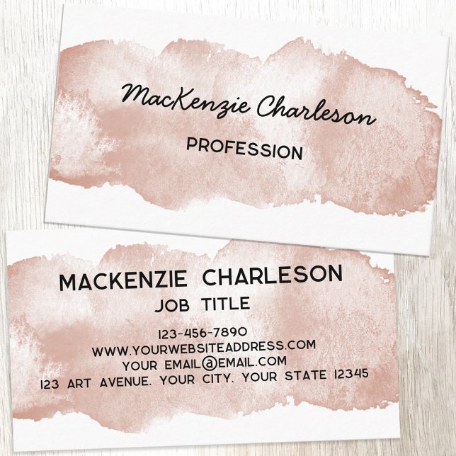 Simple Watercolor Paint Brushstroke Terracotta Business Card (Simple watercolor paint brushstroke custom text business card)