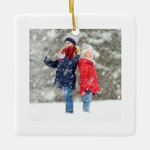 Simple Watercolor Photo Christmas Tree Ceramic Ornament