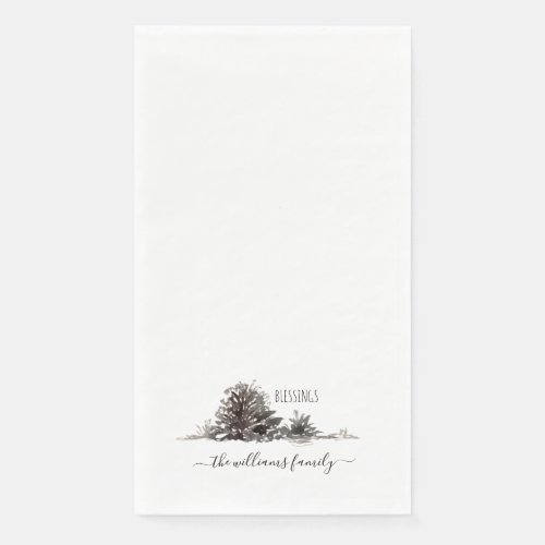 Simple Watercolor Pine Cones Blessings Custom Paper Guest Towels