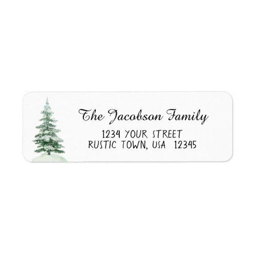 Simple Watercolor Pine Tree Return Address Label