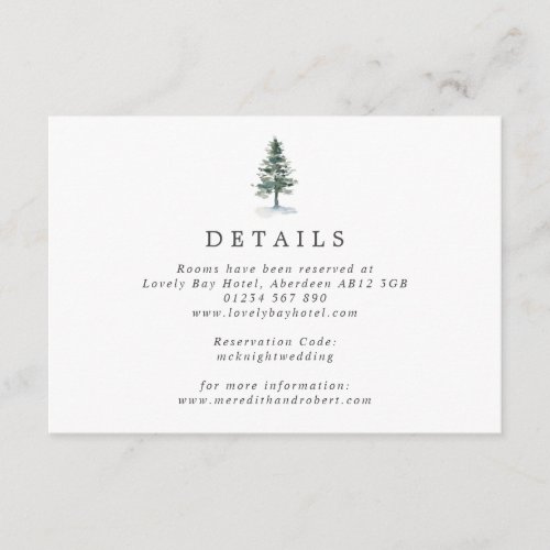 Simple Watercolor Pine Tree Wedding Enclosure Card