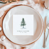 Simple Watercolor Pine Tree Wedding