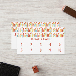 Simple Watercolor Rainbows Pattern Cool 10  Loyalty Card
