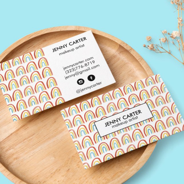 Simple Watercolor Rainbows Pattern Cool Business Card (Creator Uploaded)