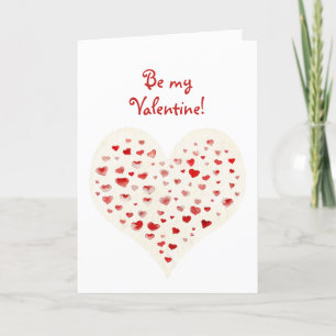 Simple Watercolor Red Hearts Valentine's Day Holiday Card