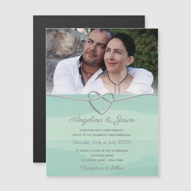 Simple Watercolor Sage Green Wedding Magnetic Invitation (Front/Back)
