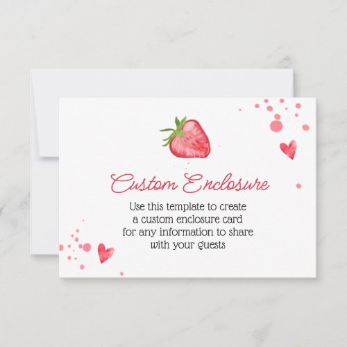 Simple Watercolor Strawberry Customized Card