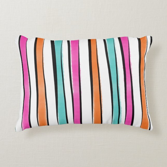 Simple Watercolor Stripe Pattern Decorative Pillow (Front)