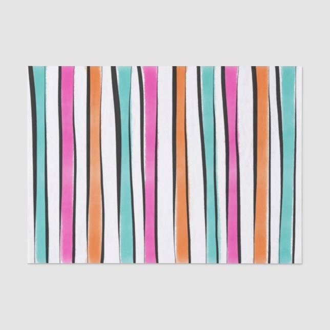 Simple Watercolor Stripe Pattern Tissue Paper (Front)