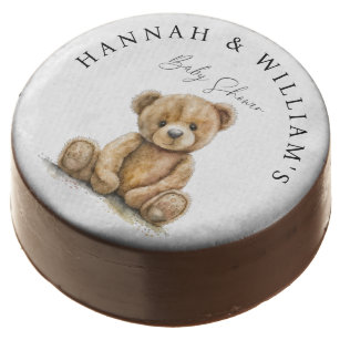 Simple Watercolor Teddy Bear Baby Shower  Chocolate Covered Oreo