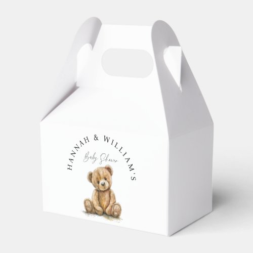 Simple Watercolor Teddy Bear Baby Shower Favor Boxes