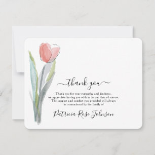 Simple Watercolor Tulip Funeral Memorial Thank You