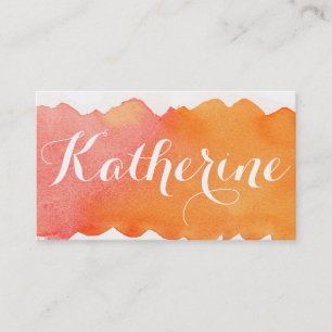 Simple Watercolor Wash Effect Sunset Orange Business Card