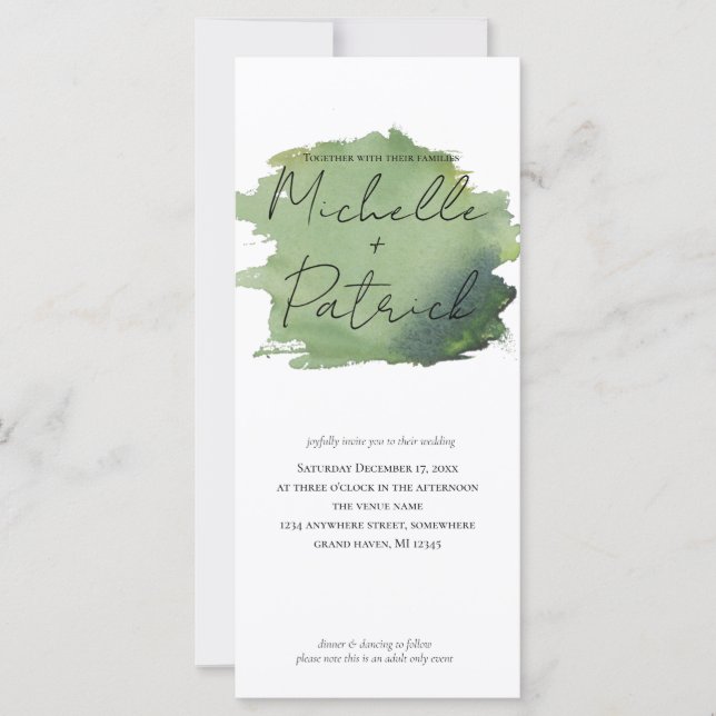 Simple Watercolor Wedding Invitation (Front)