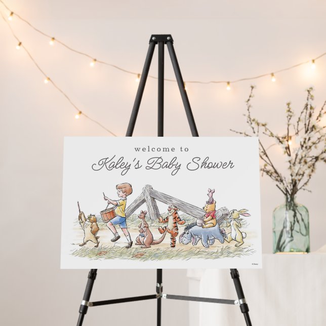 Simple Watercolor Winnie the Pooh Baby Shower Foam Board (In Situ (Stand))