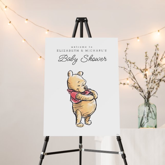 Simple Watercolor Winnie the Pooh Baby Shower Foam Board (In Situ (Stand))