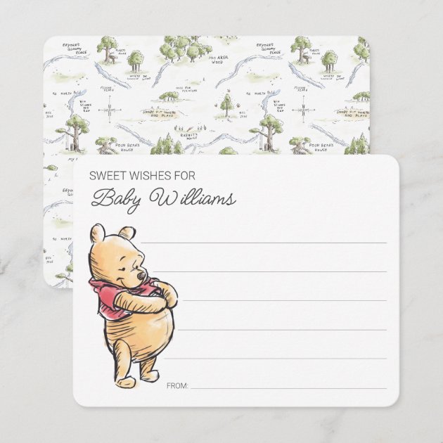 Simple Watercolor Winnie the Pooh Baby Shower Note Card | Zazzle