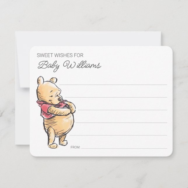 Simple Watercolor Winnie the Pooh Baby Shower Note Card | Zazzle