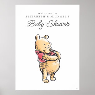 Simple Watercolor Winnie the Pooh Baby Shower Poster