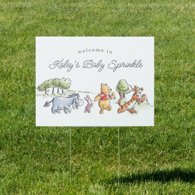 Simple Watercolor Winnie the Pooh Baby Shower Sign (Insitu)