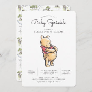Simple Watercolor Winnie the Pooh Baby Sprinkle Invitation