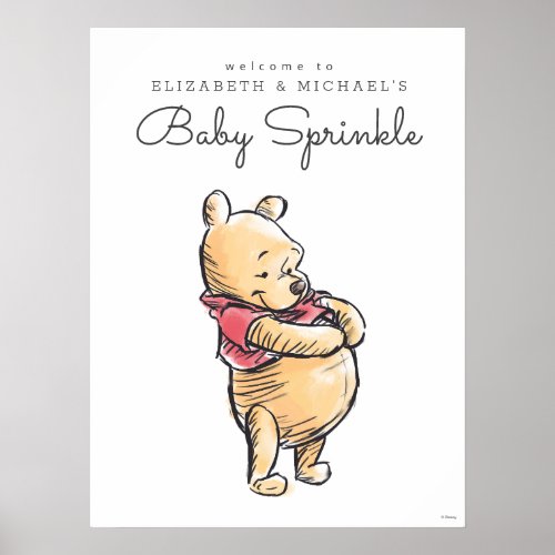 Simple Watercolor Winnie the Pooh Baby Sprinkle Poster