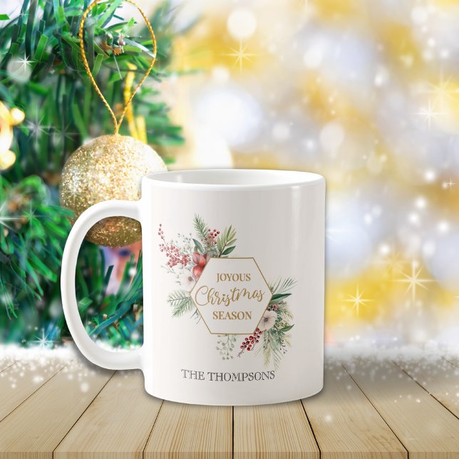 Simple Watercolor Winter Botanical White Holiday Coffee Mug (Creator Uploaded)